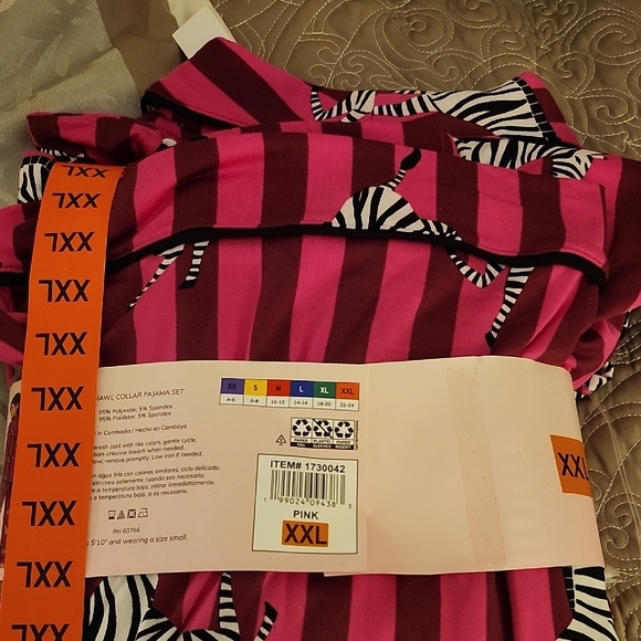 Room Service Women's Zebra Print Pajama Set - Fuschia Pink and Black - Picture 3 of 4